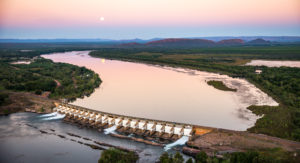 Moon rise over ord river irrigation area in the Kimberley